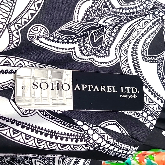 Soho Black & White Paisley Maxi-Dress,Colorful Floral Halter Neckline Sz 2X, NWT - Picture 5 of 10